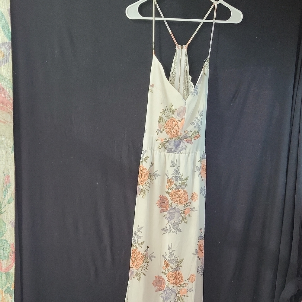 Rue21 Backless Floral Maxi Dress - Cream, Orange, Purple